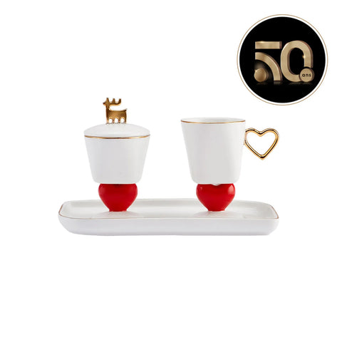 Ensemble de tasses à café Karaca Collection Signature du 50e anniversaire​, pour 2 personnes, 60 ml, cœur