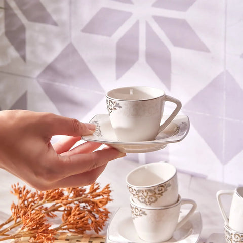 Coffret de tasses à expresso/moka Karaca Nazende en porcelaine pour 6 personnes, 12 pièces
