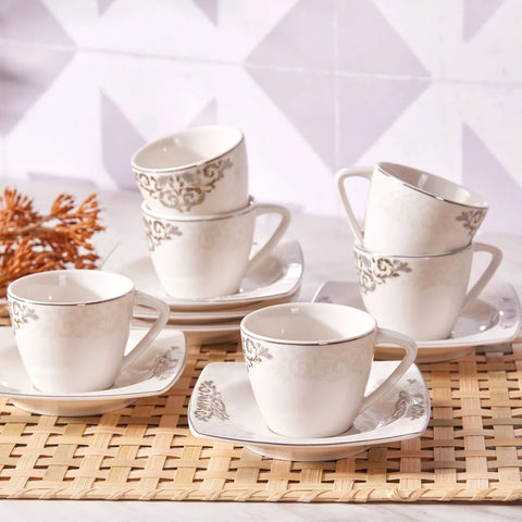 Coffret de tasses à expresso/moka Karaca Nazende en porcelaine pour 6 personnes, 12 pièces