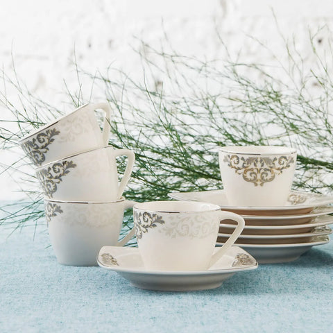 Coffret de tasses à expresso/moka Karaca Nazende en porcelaine pour 6 personnes, 12 pièces