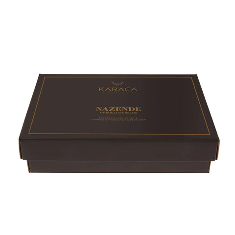 Coffret de tasses à expresso/moka Karaca Nazende en porcelaine pour 6 personnes, 12 pièces