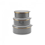 Boîte de rangement Karaca à carreaux Stocker / Chauffer, 3 pièces, émaillées