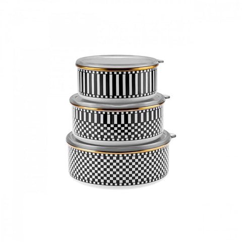 Boîte de rangement Karaca à carreaux Stocker / Chauffer, 3 pièces, émaillées 
