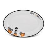 Plat ovale Karaca Halloween Chat Citrouille, 30cm, blanc, porcelaine