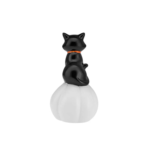 Bibelot de lumière led Karaca Halloween 20cm, blanc noir, céramique