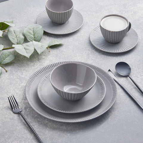 Service de table Karaca Sendai Stoneware fait à la main pour 4 personnes, 20 pièces, gris