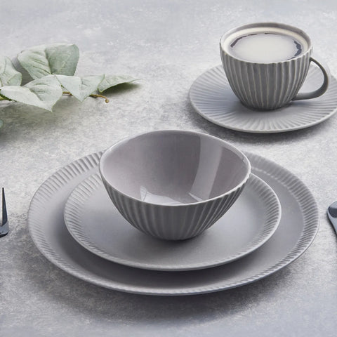 Service de table Karaca Sendai Stoneware fait à la main pour 4 personnes, 20 pièces, gris