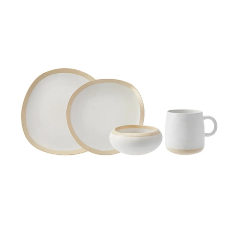 Service de table Karaca Fika Stoneware fait à la main pour 4 personnes, 16 pièces