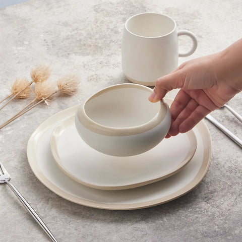 Service de table Karaca Fika Stoneware fait à la main pour 4 personnes, 16 pièces