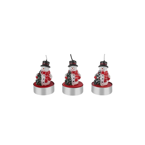 Bougie à réchaud Karaca Noël Bonhomme de Neige, 3 pièces, 18,5X6,7 cm