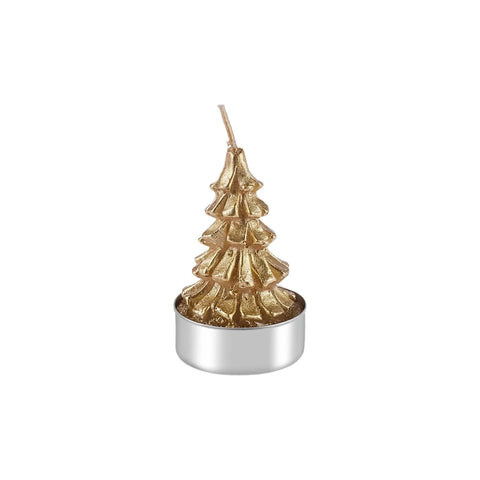 Bougie à réchaud Karaca Noël Arbre 3 pièces, or, 3,8X3,8X7 cm