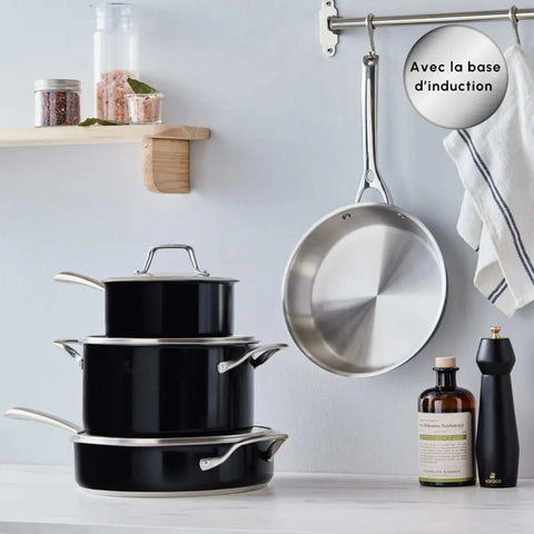 Batterie de cuisine Karaca en acier inoxydable, 7 pièces, anthracite