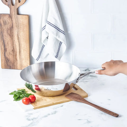 Wok Karaca 3 Ply Power en acier avec fond en nid d’abeille, 2,8 L