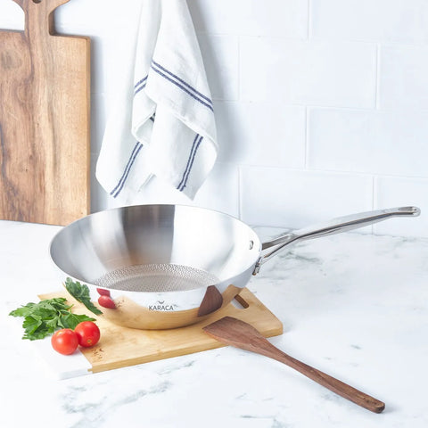 Wok Karaca 3 Ply Power en acier avec fond en nid d’abeille, 2,8 L