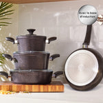 Karaca Biogranit BlackGold, Ensemble de 7 pièces pour Cuisson, Induction