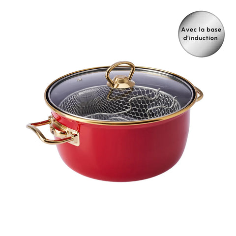Faitout avec panier Karaca Retro en émail, 22 cm, rouge