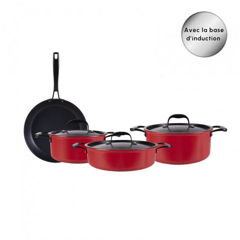 Batterie de cuisine Karaca Bio Diamond Japanese, 7 pièces, rouge
