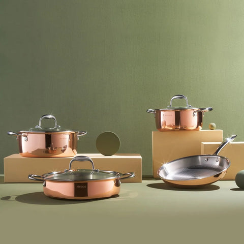 Batterie de cuisine Karaca PowerSteel 316+ 3Ply  7 pièces en cuivre
