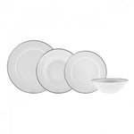 Service de table Karaca Rebeca pour 4 personnes, 16 pièces, porcelaine, platine