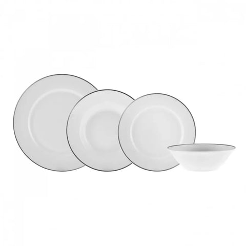 Service de table Karaca Rebeca pour 4 personnes, 16 pièces, porcelaine, platine 