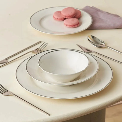 Service de table Karaca Rebeca pour 4 personnes, 16 pièces, porcelaine, platine 