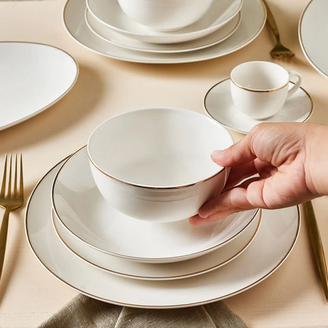 Service de table Karaca Epsilon pour 12 personnes, 76 pièces, New Generation Bone, or