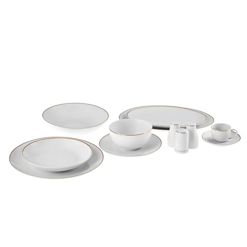 Service de table Karaca Epsilon pour 12 personnes, 76 pièces, New Generation Bone, or