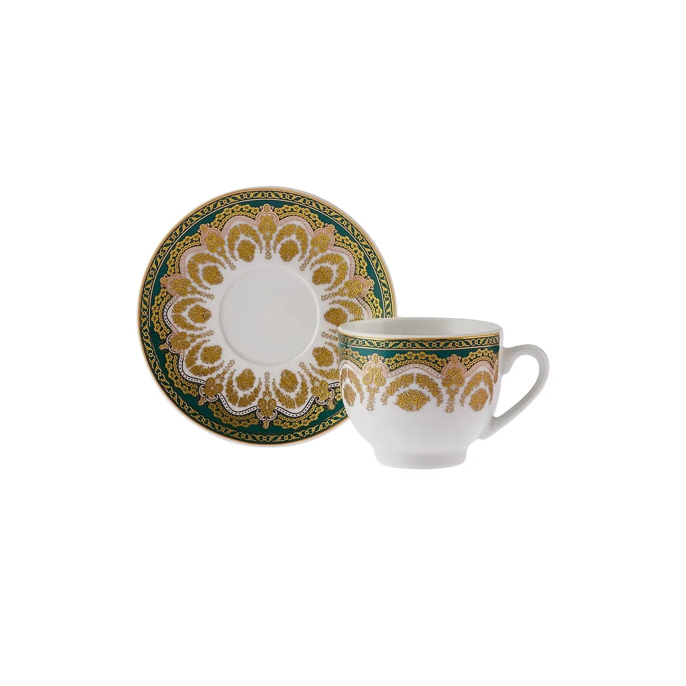 Lot De 6 Tasses à Expresso En Céramique Sans Anse - Vert Clair Dégradé - 150 Ml - Double Paroi - Design Moderne