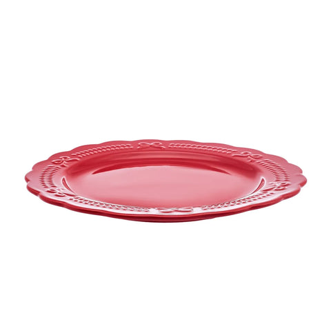 Assiette à dîner Karaca Noël 27 cm, rouge, porcelaine 