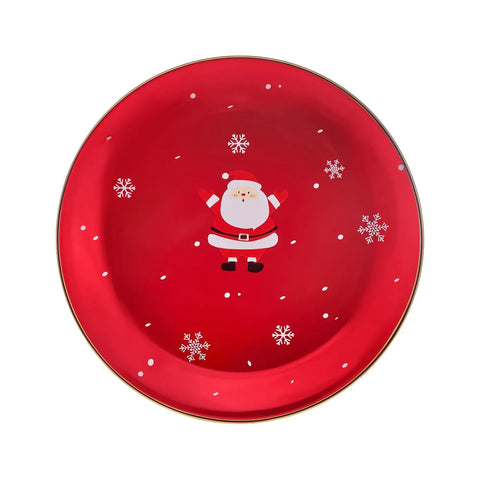 Assiette à dîner Karaca Noël Ligne d'or, 27 cm, rouge, porcelaine 