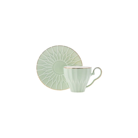 Coffret de tasses à thé Karaca Corvus pour 2 personnes, 220 ml, vert jaune 