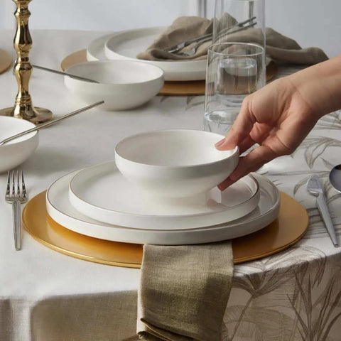 Service de table Karaca Streamline Saturn New Bone pour 4 personnes, 12 pièces, or blanc