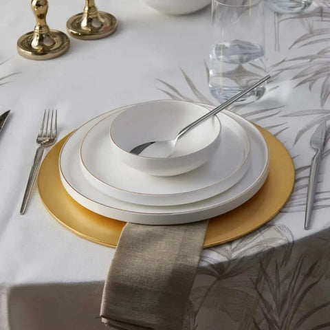 Service de table Karaca Streamline Saturn New Bone pour 4 personnes, 12 pièces, or blanc