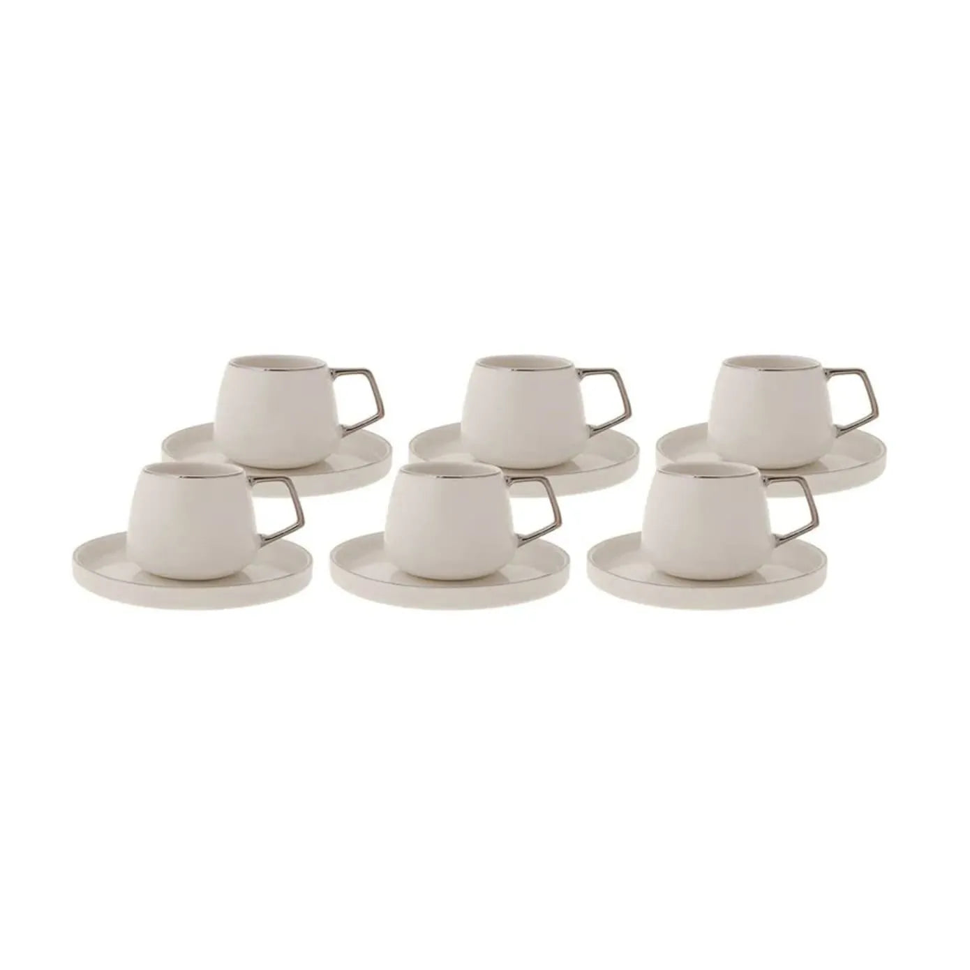 Karaca Afra Service à Café 6 Personnes - 6 Tasses 90ml Avec Soucoupes En Porcelaine Élégante