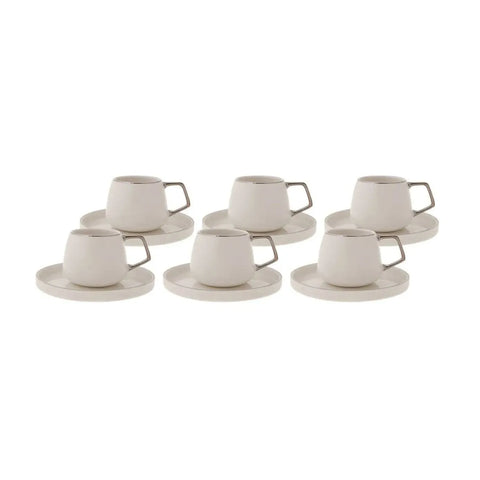 Coffret de tasses à café Karaca Streamline Saturn Platinum pour 6 personnes