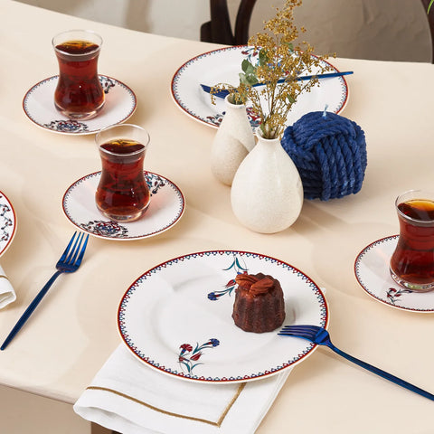 Assiette à dessert Karaca Nakkaş pour 6 personnes, 18 pièces