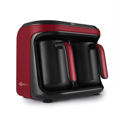 Machine à café turc Karaca Hatır Hüp Duet Arôme capacité de 10 tasses, mousse abondante, rouge