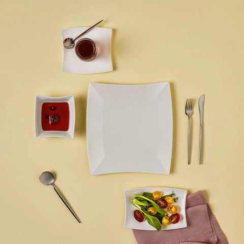 Service Petit Déjeuner Karaca New Perfect White pour 6 personnes, 26 pièces carrées/rectangulaires