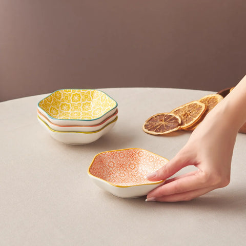 Assiette à Snacks Karaca Floral bleu, 10 cm, hexagon 