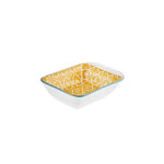 Assiette à Snacks/Assiette à saucière Karaca Floral jaune, rectangle, 10 cm