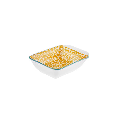 Assiette à Snacks/Assiette à saucière Karaca Floral jaune, rectangle, 10 cm