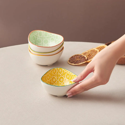 Assiette à Snacks Karaca Floral orange, 10 cm, triangle