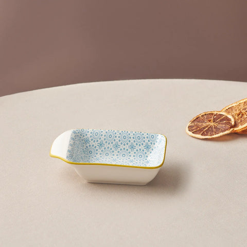 Assiette à Snacks/Assiette à saucière Karaca Floral blue, 10 cm, rectangle 