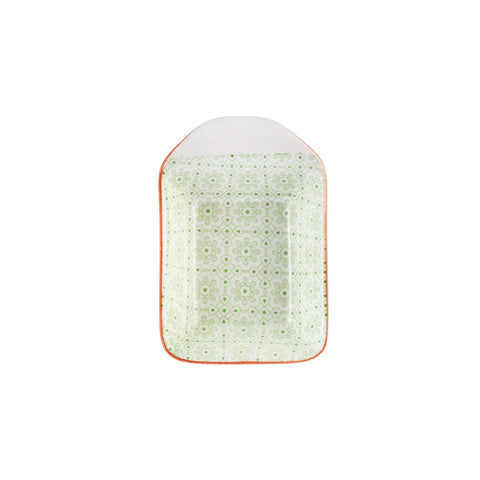 Assiette à Snacks/Assiette à saucière Karaca Floral vert, 10 cm, rectangle 