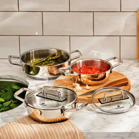 Batterie de cuisine Karaca Arya avec la base d’induction, acier, 6 pièces 