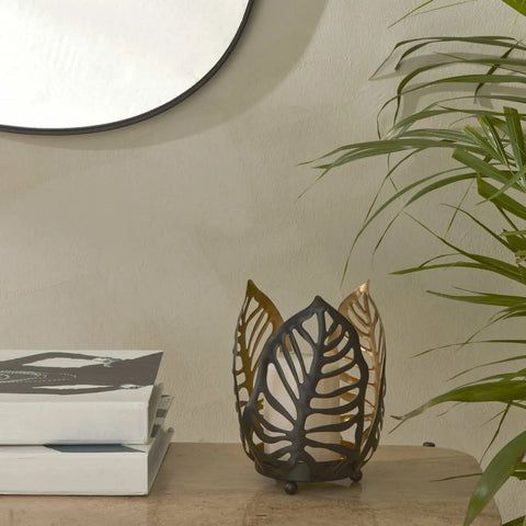 Bougeoir Karaca Home Timber métal, 12x12x15 cm 