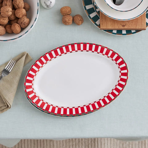 Plat ovale Karaca Aries rouge, 36 cm