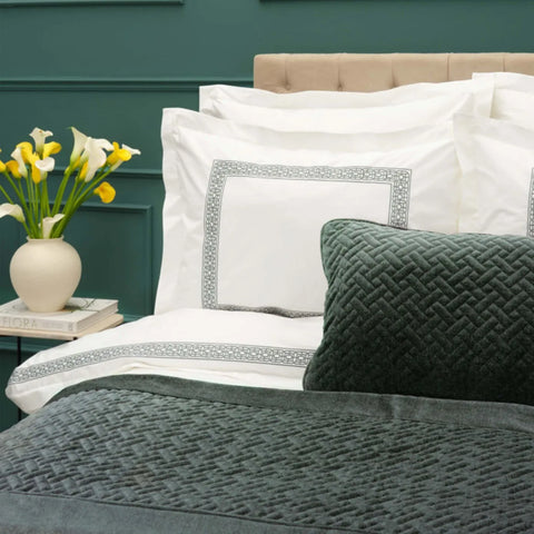 Ensemble de chemins de lit Karaca Home White Col Bruce, couleur pétrole