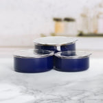 Boite de rangement Karaca de Refika 3 pièces, émaillé, bleu marine