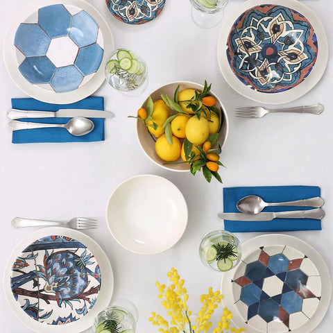 Set d'assiettes creuse Karaca de Refika, carreaux, 4 pièces, 20 cm